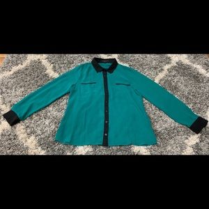 Turquoise and Black Button Down Shirt
